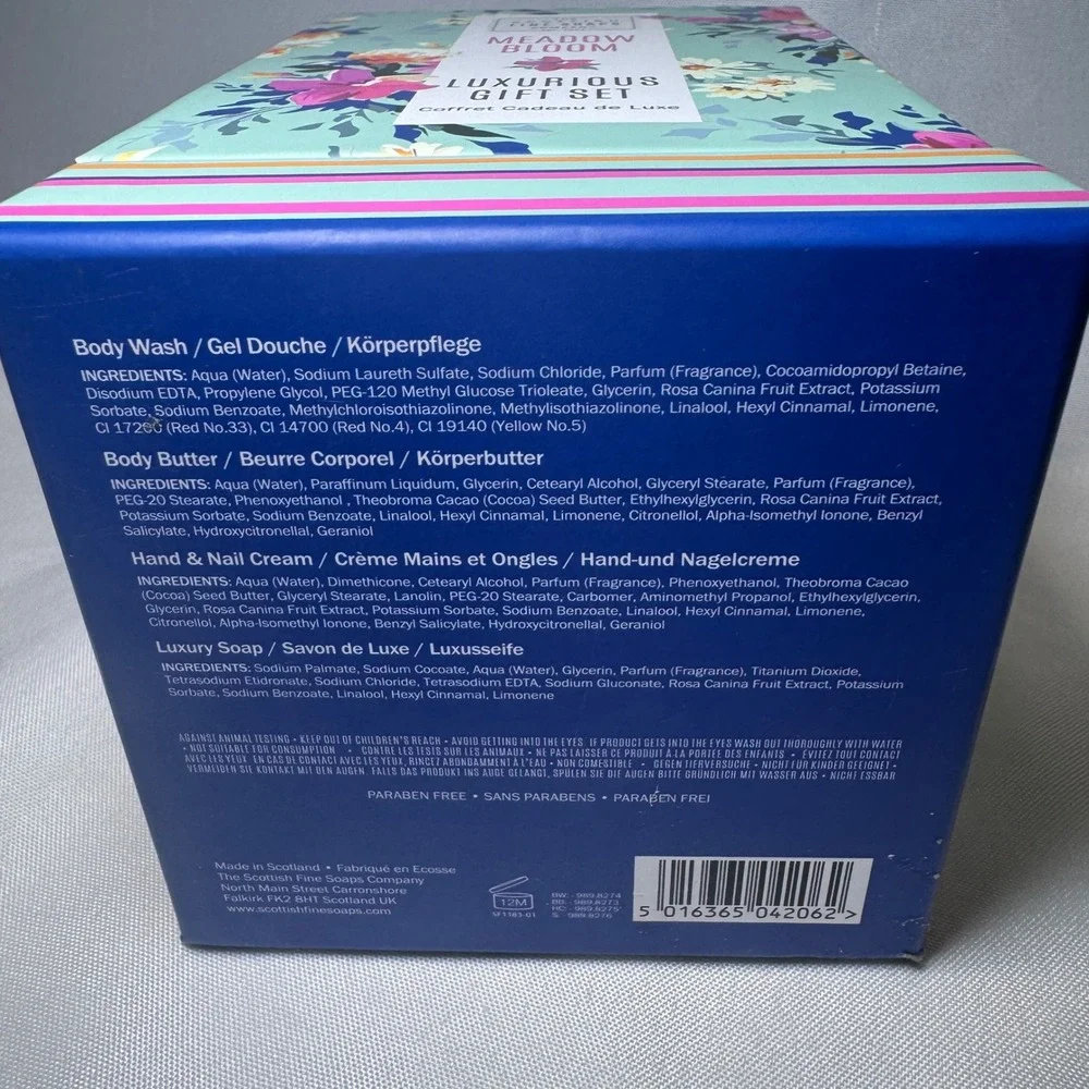 Scottish Fine Soaps Meadow Bloom 4pc Luxurious Gift Set Body Wash‎ Butter Soap